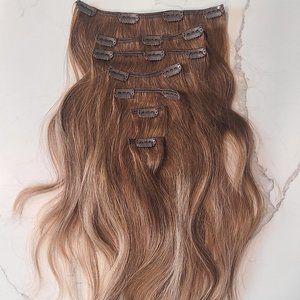 7 Piece Clip-In Hair Extensions, Milk + Blush Classic Set, 16"